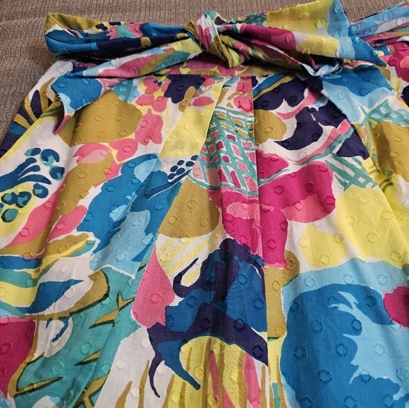J. Crew Vibrant Watercolor Floral Boho Seaside Skirt with Waist Tie Size 4 - Picture 3 of 8